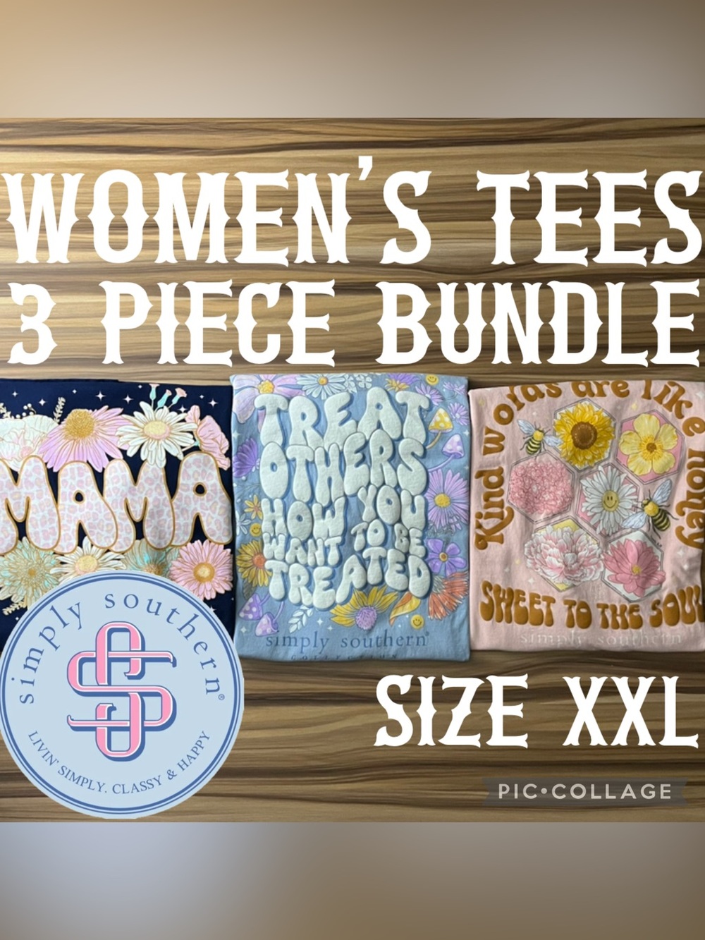 Simply Southern Women’s Clothes Long Sleeve Tees 3 Piece Bundle Size XXL(20-22)